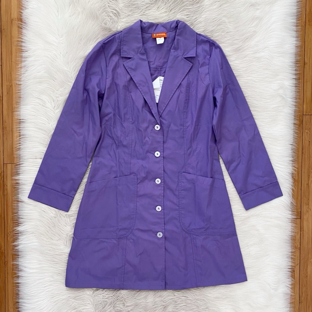 Panda Uniform Button Front Lavender Lilac Purple Lab Coat Doctor Utility Work